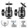 NEEWER Mini Ball Head with Cold Shoe & 1/4 Screw, 2 Pack, 360 Swivel 90 Tilt Ballhead Camera Mount Hot Shoe Adapter for Camera, Camcorder, Smartphone, LED Video Light, Microphone, Ring Light, ST17 view 1