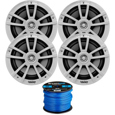 Infinity 6.5" Marine Speakers (Qty 4) 2 Pairs of OEM Replacement Speakers w/ Enrock 50ft Wire (White) 622MWB