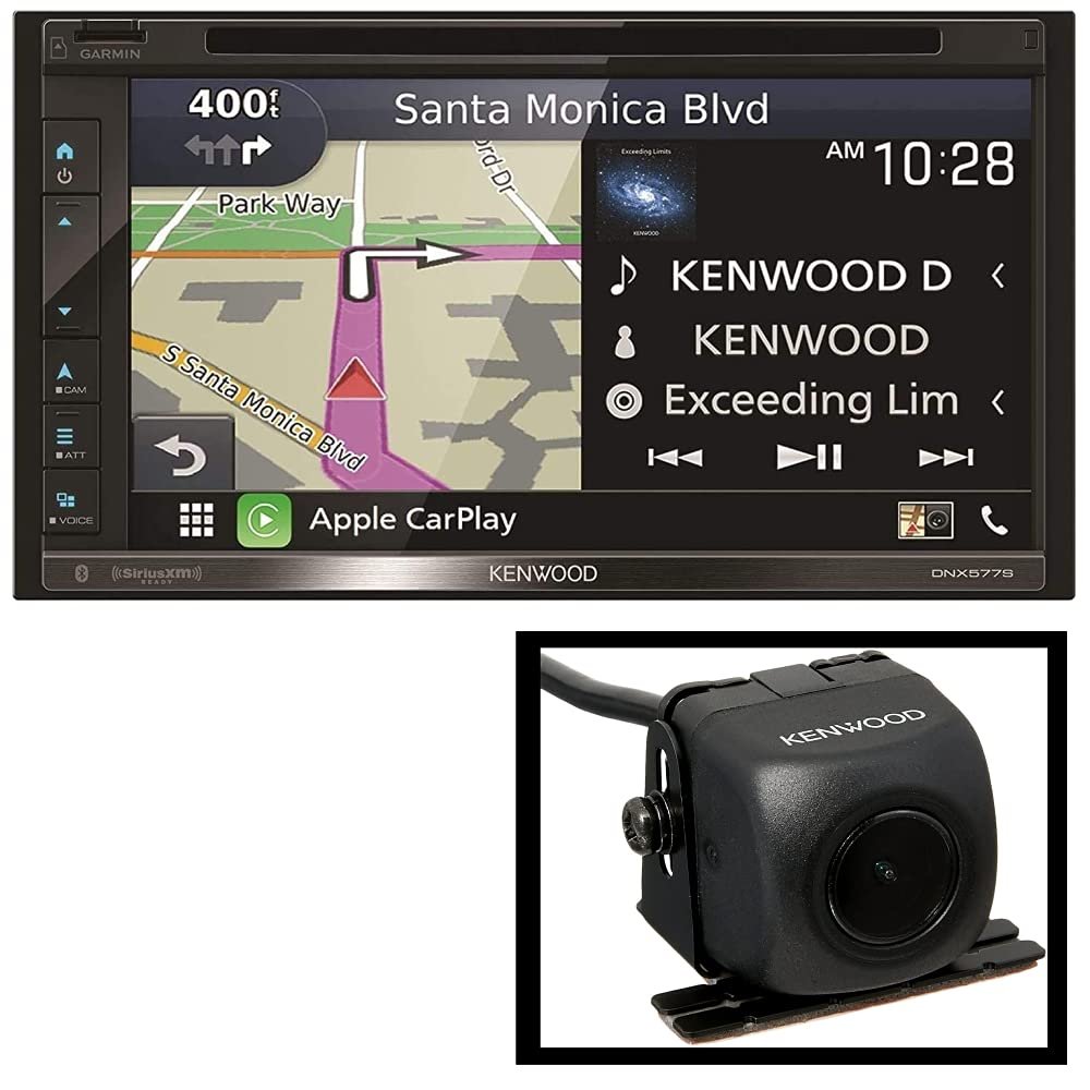 Kenwood DNX577S 6.8" Capacitive Touchscreen DVD Navigation Receiver | Apple CarPlay & Android Auto Compatible | Digital LED Backlit LCD Display | Plus CMOS-130 Rearview Camera