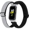 2-Pack Elastic Nylon Band Compatible with Samsung Galaxy Fit SM-R370, Stretchable Adjustable Breathable Bracelet Cotton Woven Replacement Strap for Galaxy Fit for Women (Grey Black) view 1