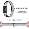 2-Pack Elastic Nylon Band Compatible with Samsung Galaxy Fit SM-R370, Stretchable Adjustable Breathable Bracelet Cotton Woven Replacement Strap for Galaxy Fit for Women (Grey Black) view 3