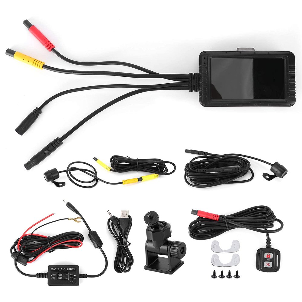 Aramox Motorcycle DVR Camera, 1080P Front and Rear Dual Lens Dash Cam with G-Sensor, Black ABS, Loop Recording for R1200 GS LC 2013-2018