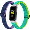 2-Pack Elastic Nylon Band Compatible with Samsung Galaxy Fit SM-R370, Stretchable Adjustable Breathable Bracelet Cotton Woven Replacement Strap for Galaxy Fit for Women (Purple YellowGreen) view 1