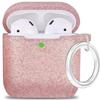 Airpod Case Soft Silicone Glitter Flexible Skin, YOMPLOW Airpods Case Cover Earpod Case for Apple AirPods 2&1 Cute for Girls with Keychain (Glittery Rose Gold) view 1