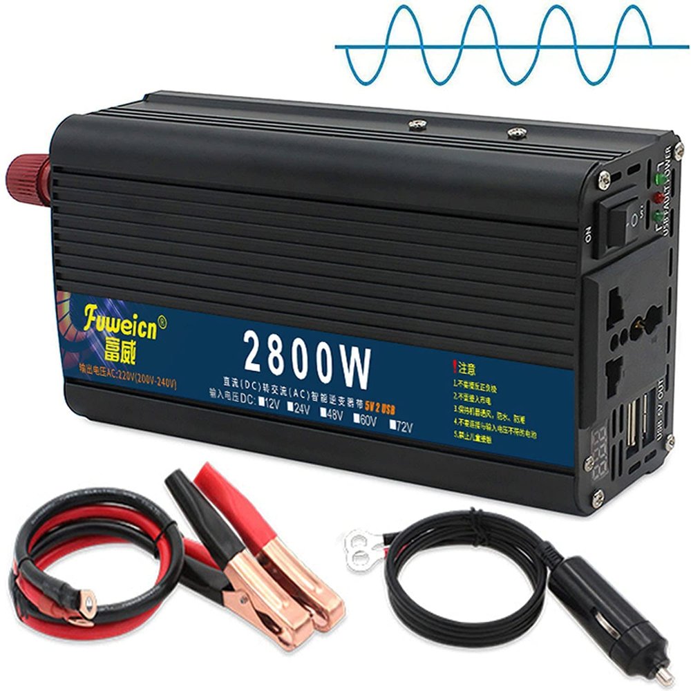 1500W 2400W 2800W 3500W Peak Auto Pure Sine Wave Inverter Power Inverter DC 12V 24V to 220V 230V 240V AC Car Converter Inverter with USB AC Sockets Car Adapter for Caravan/Truck (2800W,24V)