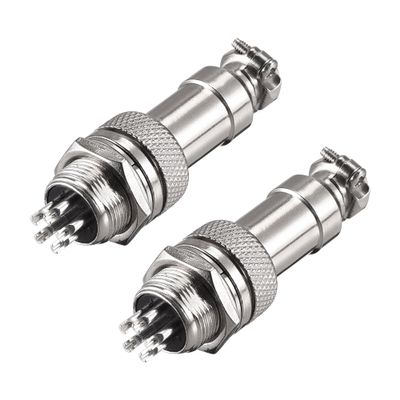 uxcell 2 Pairs Aviation Connector 12mm 5 Terminals 5A 300V GX12 Waterproof