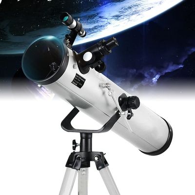 YXCKG Telescopes for Beginner Adult & Kids Astronomical Telescope for Stargazing 2 Barlow Lens | 3 Eyepieces Reflector Telescope 76mm Aperture 700mm Portable Telescope (Color : White)