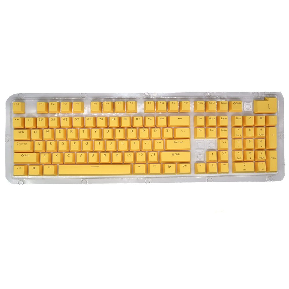108 PBT Keycap Set, Multi Color Optional Doubleshot Backlit Mechanical Keyboard Replacement Keycaps with Key Puller(Yellow)