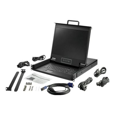 StarTech.com Rackmount KVM Console HD 1080p - Single Port VGA KVM w/17 LCD Monitor - 1U LCD KVM Server Rack Drawer w/Cables - USB Support