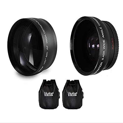 2-Pcs Hi Definition Telephoto & Wide Angle Lens Kit for Nikon Z 50 Z50 (46mm Compatible)