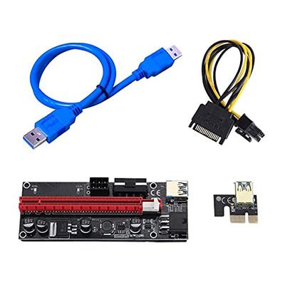 Connectors 1-15Pcs PCI-E pcie Riser 009 Express 1X 4X 8X 16x Extender PCI E USB Riser 009S Dual 6Pin Adapter Card SATA 15pin for BTC Miner - (US, Cable Length: 12 pcs, Color: 009S)