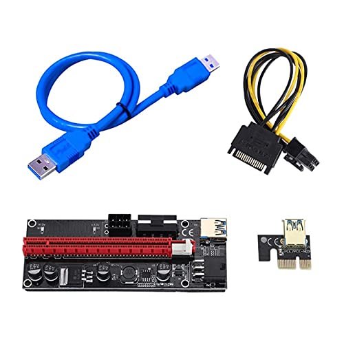 Connectors 1-15Pcs PCI-E pcie Riser 009 Express 1X 4X 8X 16x Extender PCI E USB Riser 009S Dual 6Pin Adapter Card SATA 15pin for BTC Miner - (US, Cable Length: 12 pcs, Color: 009S)