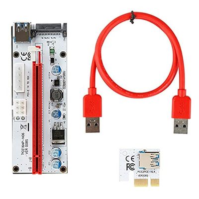 Connectors VER 008S PCI-E Riser Card USB 3.0 Graphics Card Cable 60CM PCI Express 1X to 16X Extender PCIe Adapter for GPU Miner Mining - (CN, Cable Length: 60cm, Color: Red)