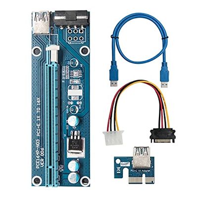Connectors PCI-E Riser Card USB 3.0 Data Cable 60CM 4 Pin PCI Express 1X to 16X Display Extension Cables Adapter Cord for GPU Miner Mining - (US, Color: Blue)