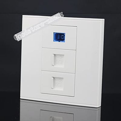 Connectors Wall Socket Plate 3 Ports Dual CAT6 Network LAN & SC Optical Fiber Port Panel Faceplate Outlet Connector Adapter 8686mm - (Cable Length: 20PCS)