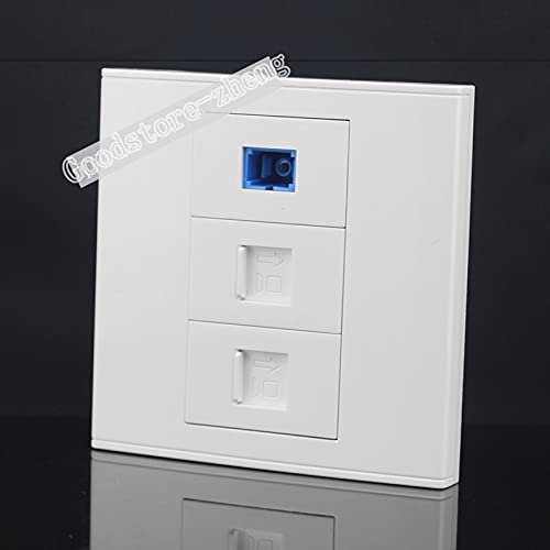 Connectors Wall Socket Plate 3 Ports Dual CAT6 Network LAN & SC Optical Fiber Port Panel Faceplate Outlet Connector Adapter 8686mm - (Cable Length: 20PCS)