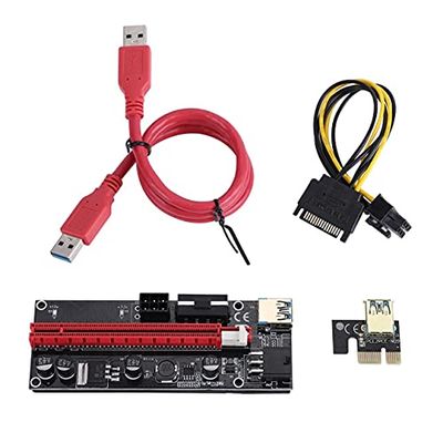Connectors 1-15Pcs PCI-E pcie Riser 009 Express 1X 4X 8X 16x Extender PCI E USB Riser 009S Dual 6Pin Adapter Card SATA 15pin for BTC Miner - (US, Cable Length: 5 pcs, Color: 009S)