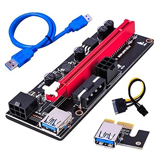 Connectors Newest VER009 USB 3.0 PCI-E Riser VER 009S Express 1X 4X 8X 16x Extender Riser Adapter Card SATA 15pin to 6 pin Power Cable - (CN, Color: Blue 60CM)