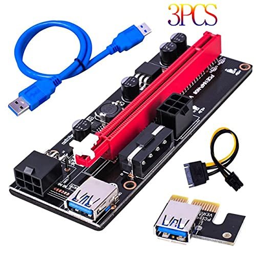 Connectors 1-5PCS USB 3.0 Pci-E Riser Ver 009S Express 1X 4X 8X 16X Extender Riser Adapter Card Sata 15Pin to 6 Pin Power Cable - (US, Cable Length: 60cm, Color: 3pcs Blue)