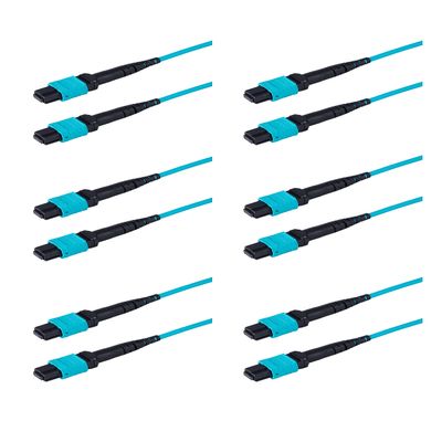 SpeedyFiberTX - 6-Pack 1.5 Meter 12 Fiber Elite Non-Pinned MTP to MTP Fiber Trunk Cable, Type-B, OM4 Corning ClearCurve Fiber, Fire Retardant Plenum OFNP Cable Jacket | MPO Compatible