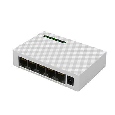 Connectors 5 Port Gigabit Switch 10/100 / 1000Mbps RJ45 LAN Ethernet Fast Desktop Network Switching Hub Shunt with EU/US Power Adapter - (US, Color: EU White)
