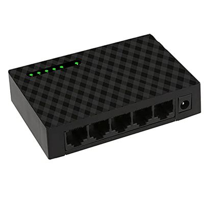 Connectors 5 Port Gigabit Switch 10/100 / 1000Mbps RJ45 LAN Ethernet Fast Desktop Network Switching Hub Shunt with EU/US Power Adapter - (US, Color: US Black)