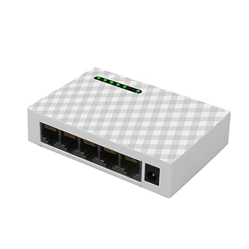 Connectors 5 Port Gigabit Switch 10/100/1000Mbps RJ45 LAN Ethernet Fast Desktop Network Switching Hub Shunt with EU/US Power Adapter - (US, Cable Length US 5 Port White)