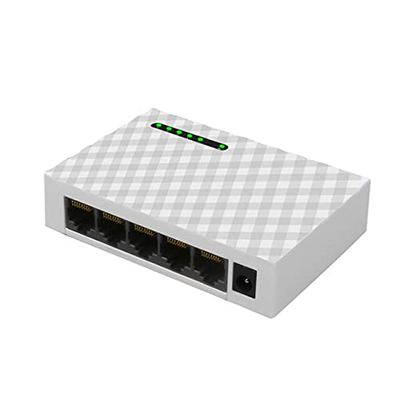 Connectors 5 Ports Gigabit Switch 10/100/1000Mbps Gigabit Ethernet Network Switch LAN Hub High Performance Ethernet Smart Switcher - (CN, Color: EU White)