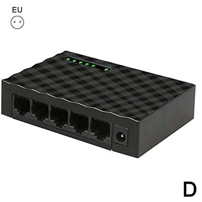 Connectors 5 Port Gigabit Switch 10/100/1000Mbps Automatic MDI-MDIX Adapter EU/US RJ45 LAN Network Desktop Power Ethernet Splitter L0B0 - (CN, Color: D)
