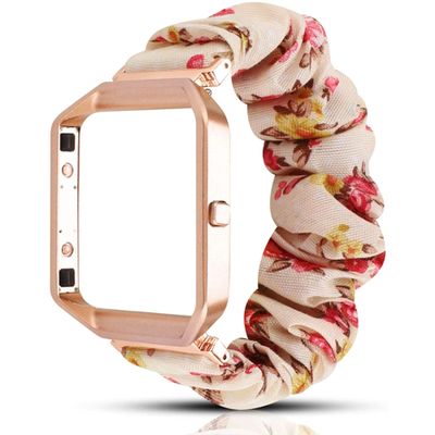 CHENPENG Compatible with Fitbit Blaze Bands for Women Men, Feminine Scrunchie Elastic Stretch Fabric Scrunchy Replacement Band Straps Breathable Woven Fabric Strap,F