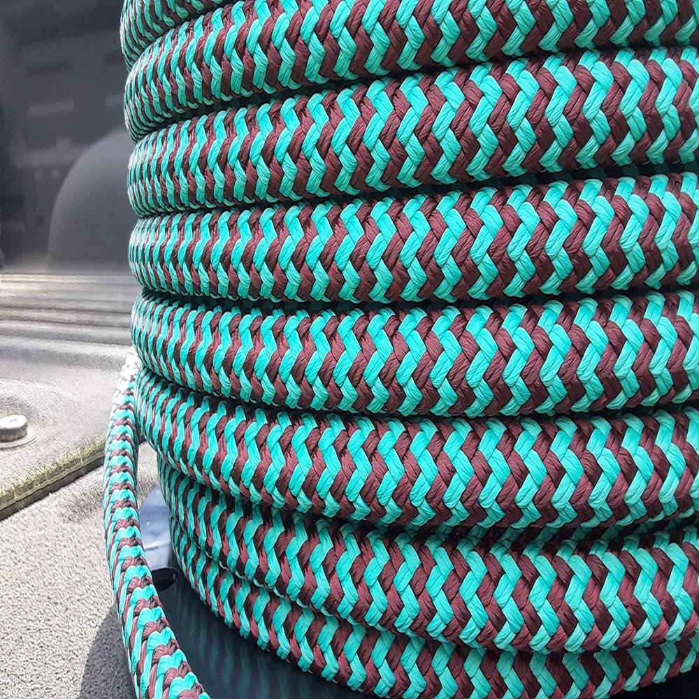 Valley Rope 9/16 x 100 ft.Double Braid-Yacht Braid Rope. Burgundy/Teal Herringbone