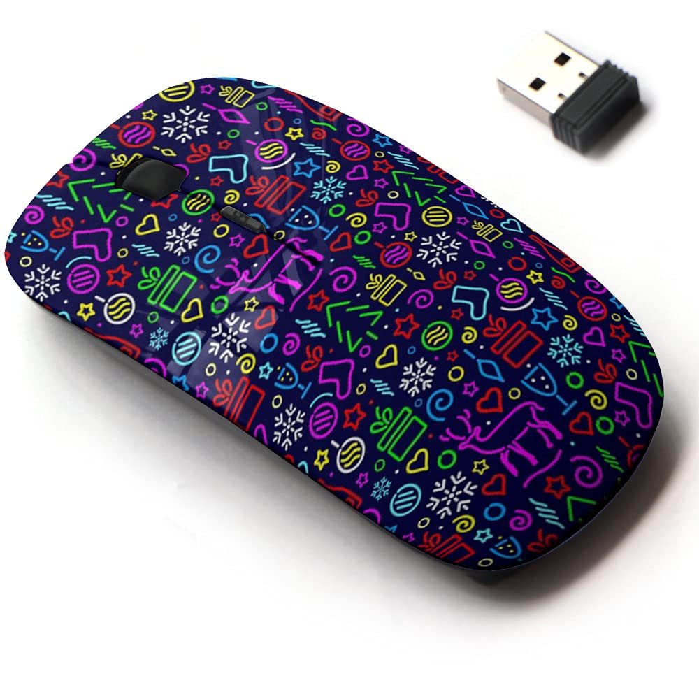 2.4G Wireless Mouse with Cute Pattern Design for All Laptops and Desktops with Nano Receiver - Christmas New Year