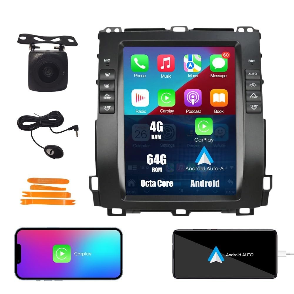 KUNFINE Tesla Style 10.4 Inch Android 11 Autoradio Car Navigation Stereo Multimedia Player GPS Radio IPS Touchscreen fortoyota Prado 2002-2009 Lexus gx470 2002-2009