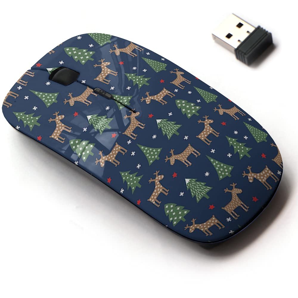 2.4G Wireless Mouse with Cute Pattern Design for All Laptops and Desktops with Nano Receiver - Christmas Varied Xmas