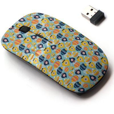 2.4G Wireless Mouse with Cute Pattern Design for All Laptops and Desktops with Nano Receiver - Christmas Happy New Year