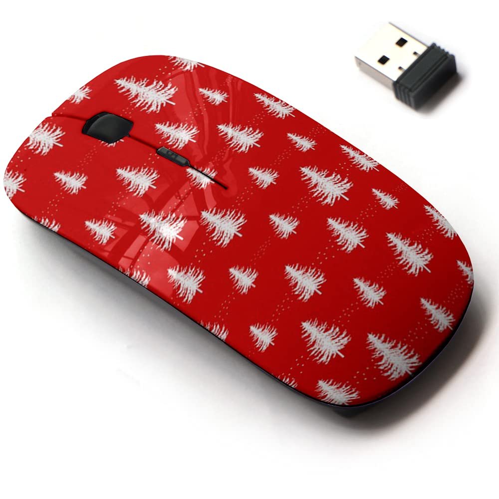 2.4G Wireless Mouse with Cute Pattern Design for All Laptops and Desktops with Nano Receiver - Christmas firs Noel