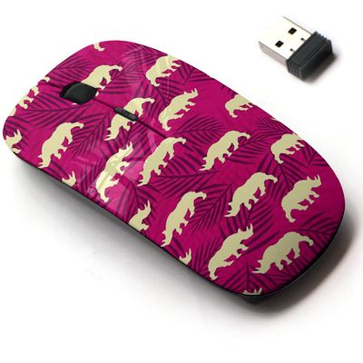 2.4G Wireless Mouse with Cute Pattern Design for All Laptops and Desktops with Nano Receiver - African Rhino Palm