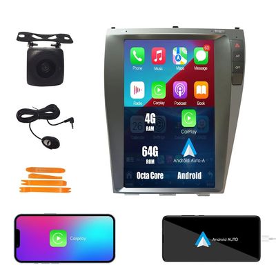 Tesla Style Car CarPlay Android Auto Navigation Stereo GPS Radio Camera 12.8" IPS Touchscreen Headunit Pad Media Player for Lexus ES ES240 ES350 2007-2012, if Applicable Octa Core 4G+64G