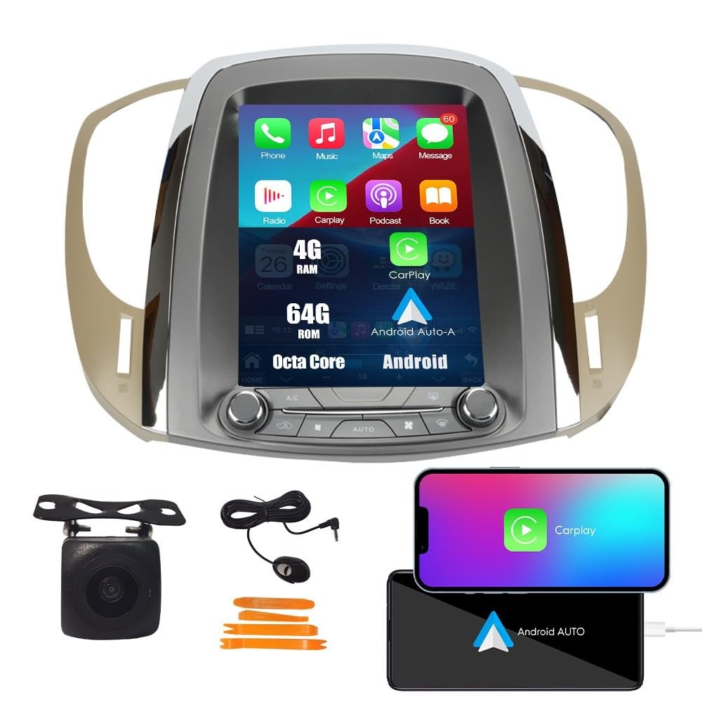 Kunfine Tesla Style Car CarPlay Android Auto Navigation Stereo GPS Radio Camera 9.7" IPS Touchscreen Headunit Tablet Pad Media Player for Buick Lacrosse 2010-2013, if Applicable Octa Core 4G+64G