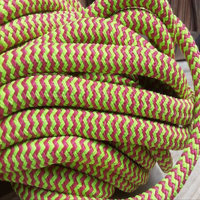 9/16 Double Braid-Yacht Braid Polyester Rope. Lime/Fuchsia Herringbone (100)