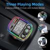Bluetooth FM Transmitter for Car, V5.0 Bluetooth Car Adapter with QC 3.0 + PD 3.0 Fast Charger with LED Backlit, Hands-Free Calling Support U Disk/TF Card view 4