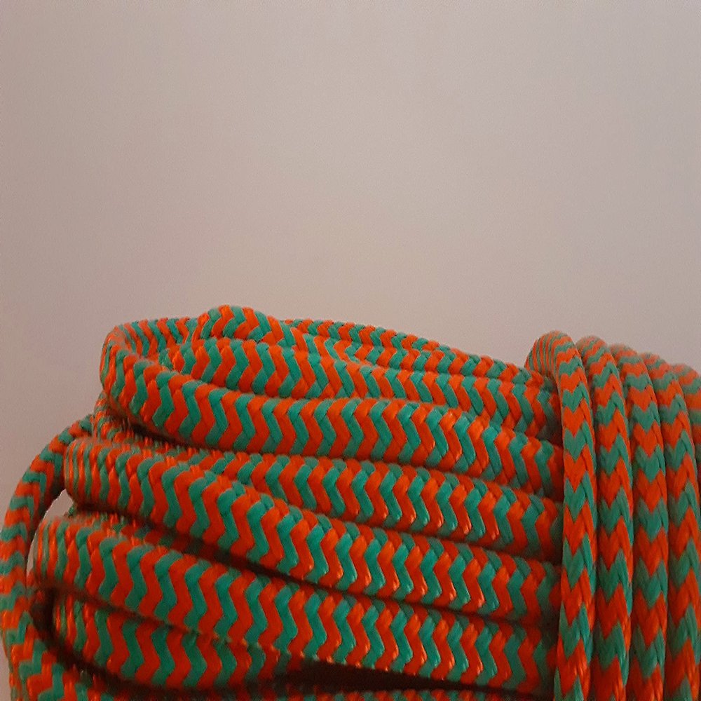 1/4 x 200 ft. Double Braid-Yacht Braid Polyester Rope. Herringbone Teal/Orange