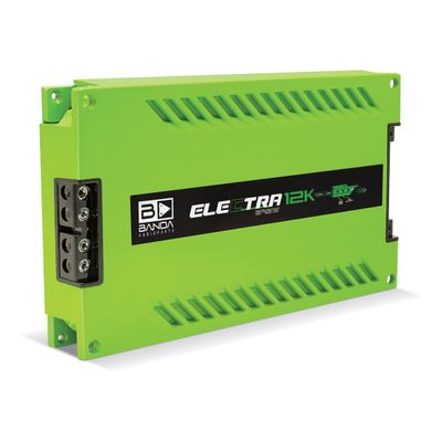 Electra 1-Channel Vehicle Audio Bass Amp - 12600W High-Powered Mono Bass Amplifier w/Subsonic Filter & Low Pass Filter Stable at 1Ohm, LED Indicators, Sound Specialization Green - Banda 12K1OHMGREEN