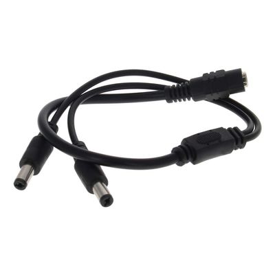 Heyiarbeit DC Power Adapter Splitter Cable 1 Female to 2 Male 5.5mm x 2.1mm DC Power Cable for CCTV Security Cameras LED Light Strip Black Tone 2Pcs