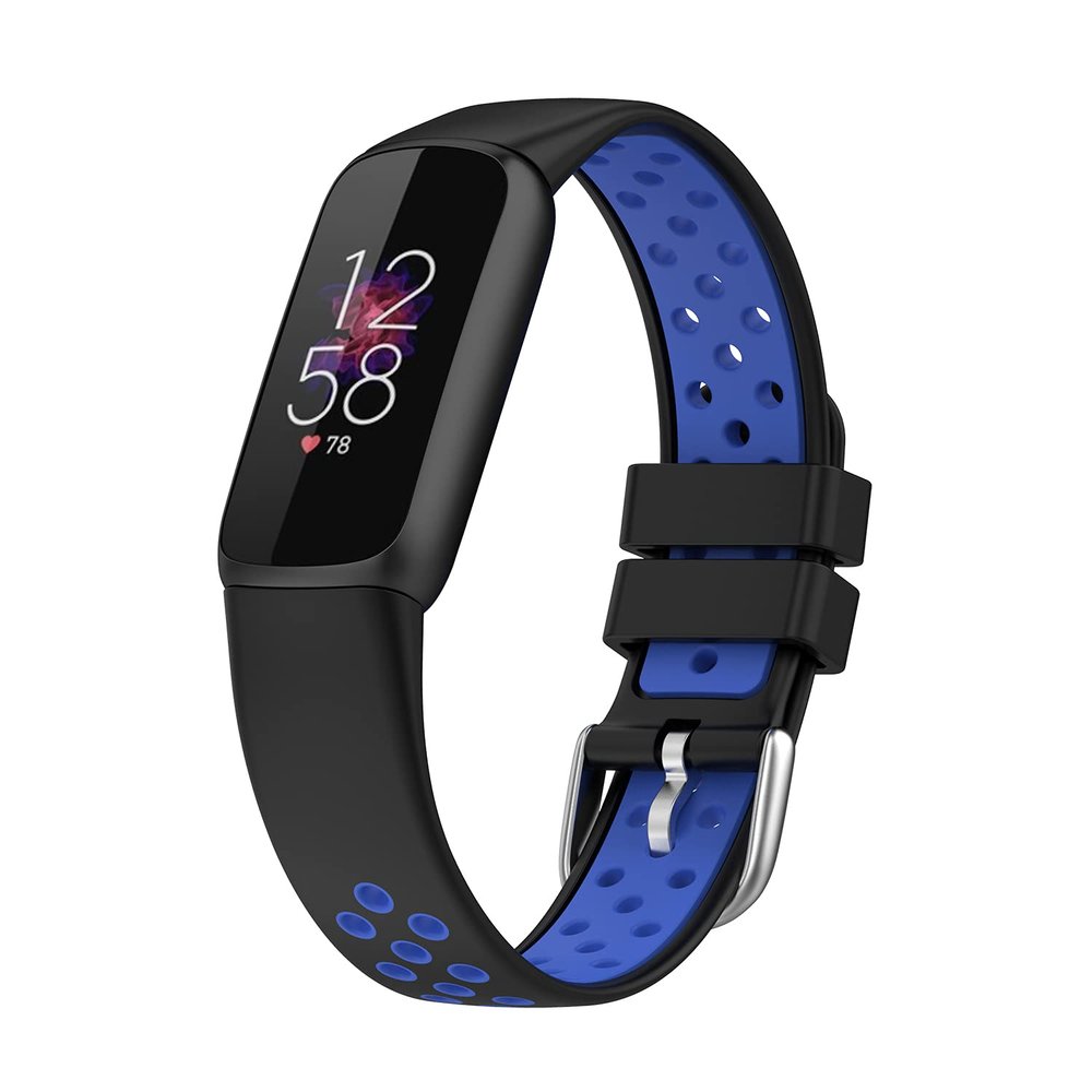 Band Compatible with Fitbit Luxe Bands, Soft Silicone Breathable Straps Replacement Sport Wristbands for Fitbit Luxe Women&Men (Black/Blue)