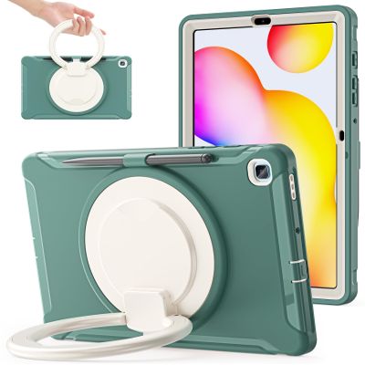 BATYUE Case for Samsung Galaxy Tab S6 Lite 10.4 Inch 2024/2022/2020 with S Pen Holder, Shockproof Rugged Cover with 360 Rotating Stand, Handle Grip for Samsung S6 Lite Tablet, for Kids, Emerald Green