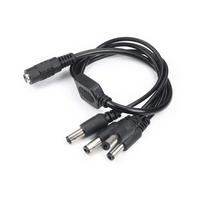 Heyiarbeit DC Power Adapter Splitter Cable 1 Female to 4 Male 5.5mm x 2.1mm DC Power Cable for CCTV Security Cameras LED Light Strip Black Tone 1Pcs