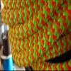 9/16 x 150 ft. Double Braid-Yacht Braid Polyester Rope Hank. Orange/Lime Herringbone. view 1