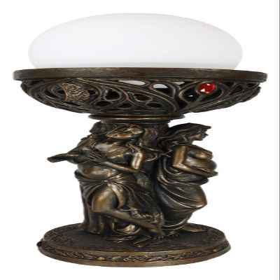 Ebros Sacred Lunar Moon Cycle Triple Goddess Maiden Mother Crone Triune Oracle Sculptural Desktop Table Ball Globe Lamp Triology of Feminism Dianic Wiccan Cosmic Trinity Home Lighting Accent