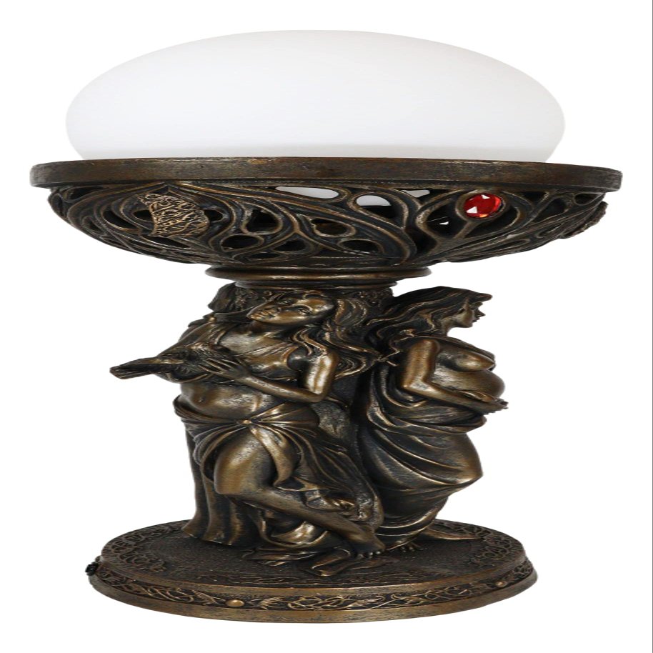 Ebros Sacred Lunar Moon Cycle Triple Goddess Maiden Mother Crone Triune Oracle Sculptural Desktop Table Ball Globe Lamp Triology of Feminism Dianic Wiccan Cosmic Trinity Home Lighting Accent
